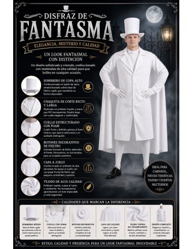 Fantasma Branco Fantasia Tamanho L | Fantasias para Adultos O Rei do Carnaval